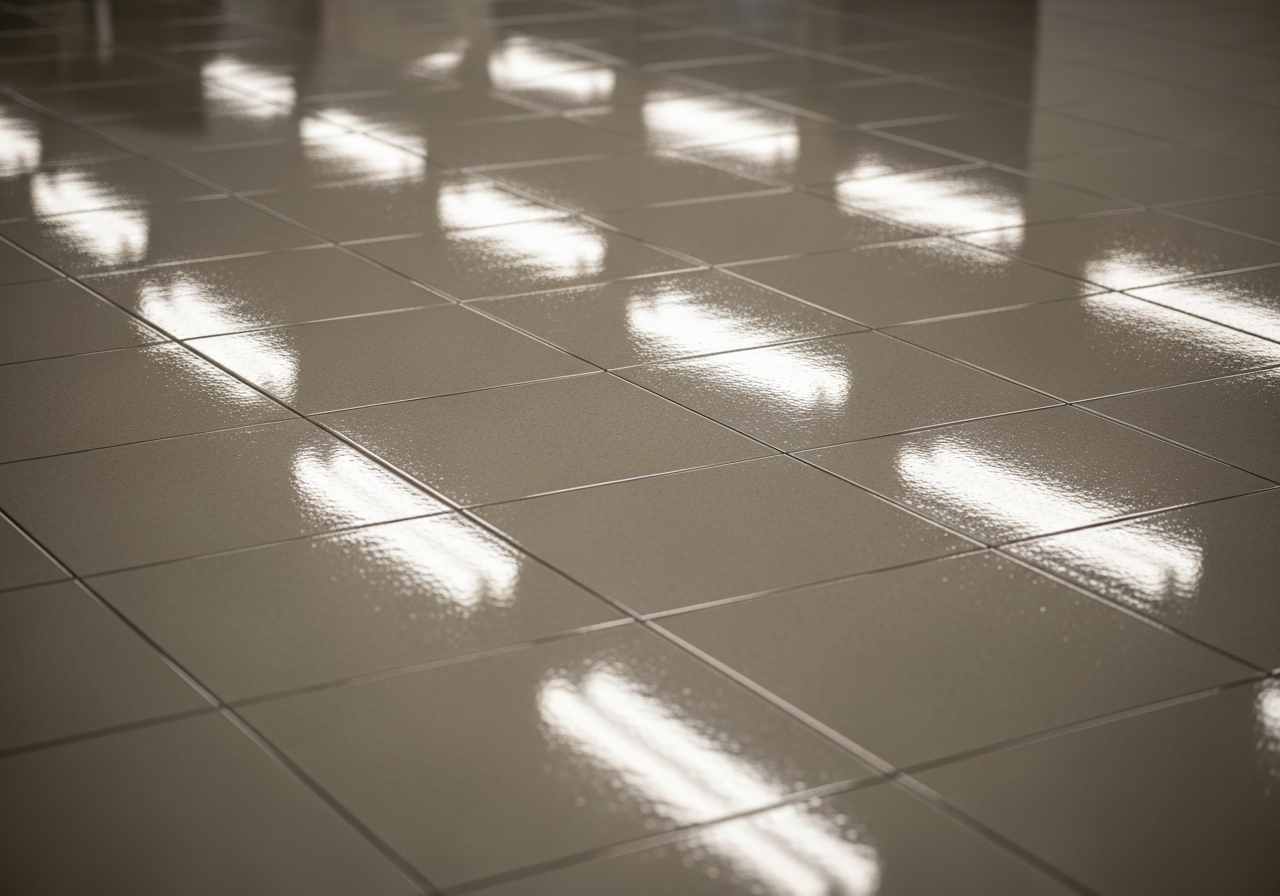 Freshly polished commercial floor with deep gloss finish