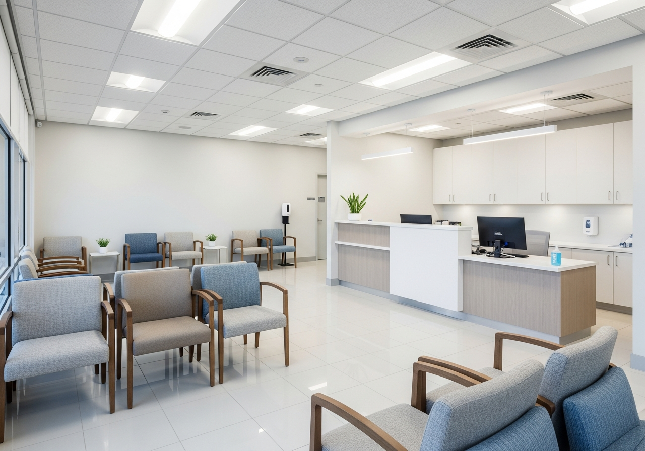Clean modern medical office waiting room